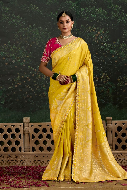 Woven Art Silk Wedding Saree with Rich Traditional Detailing