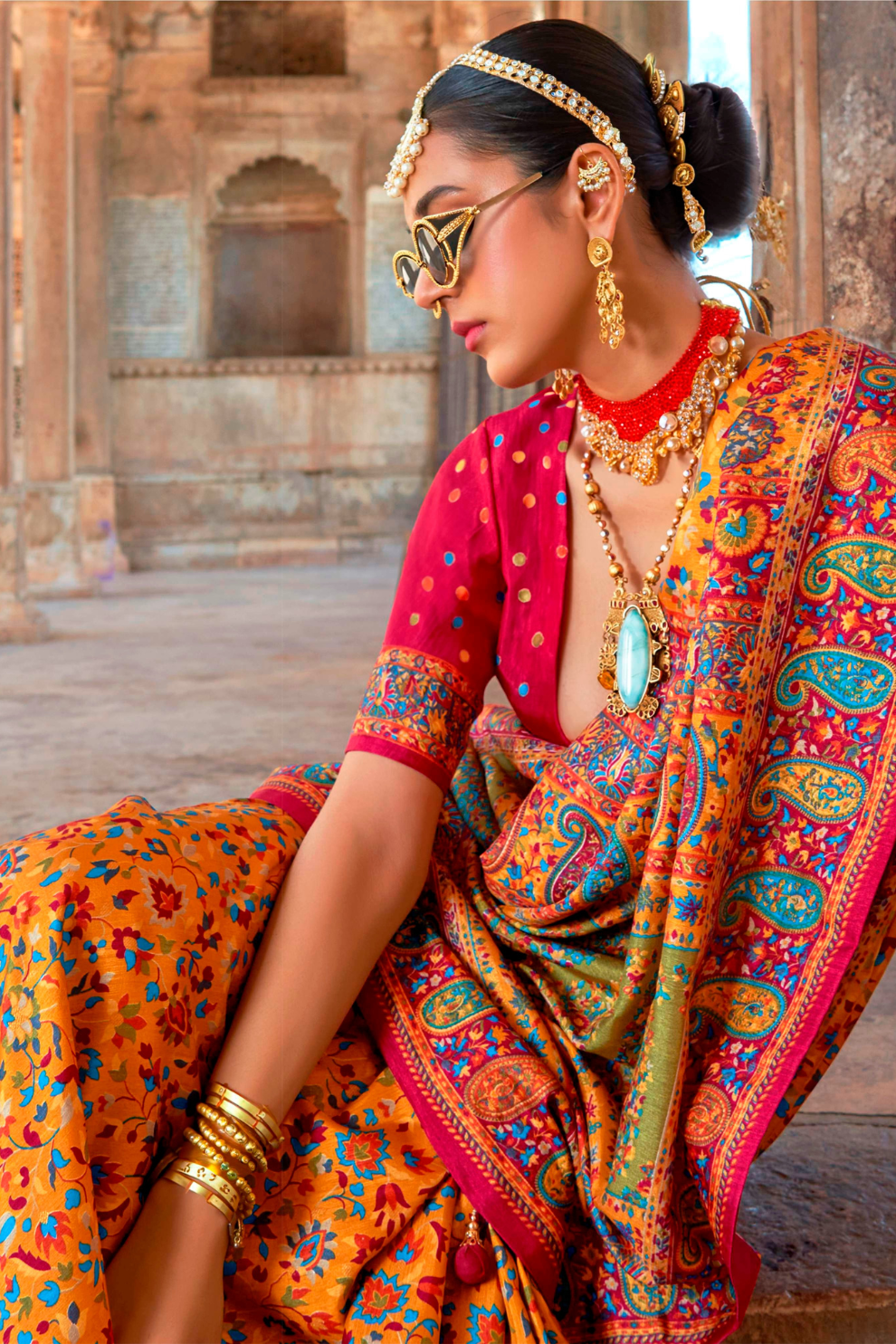 Pure Viscose Silk Saree with Luxury Print and Glory Finish