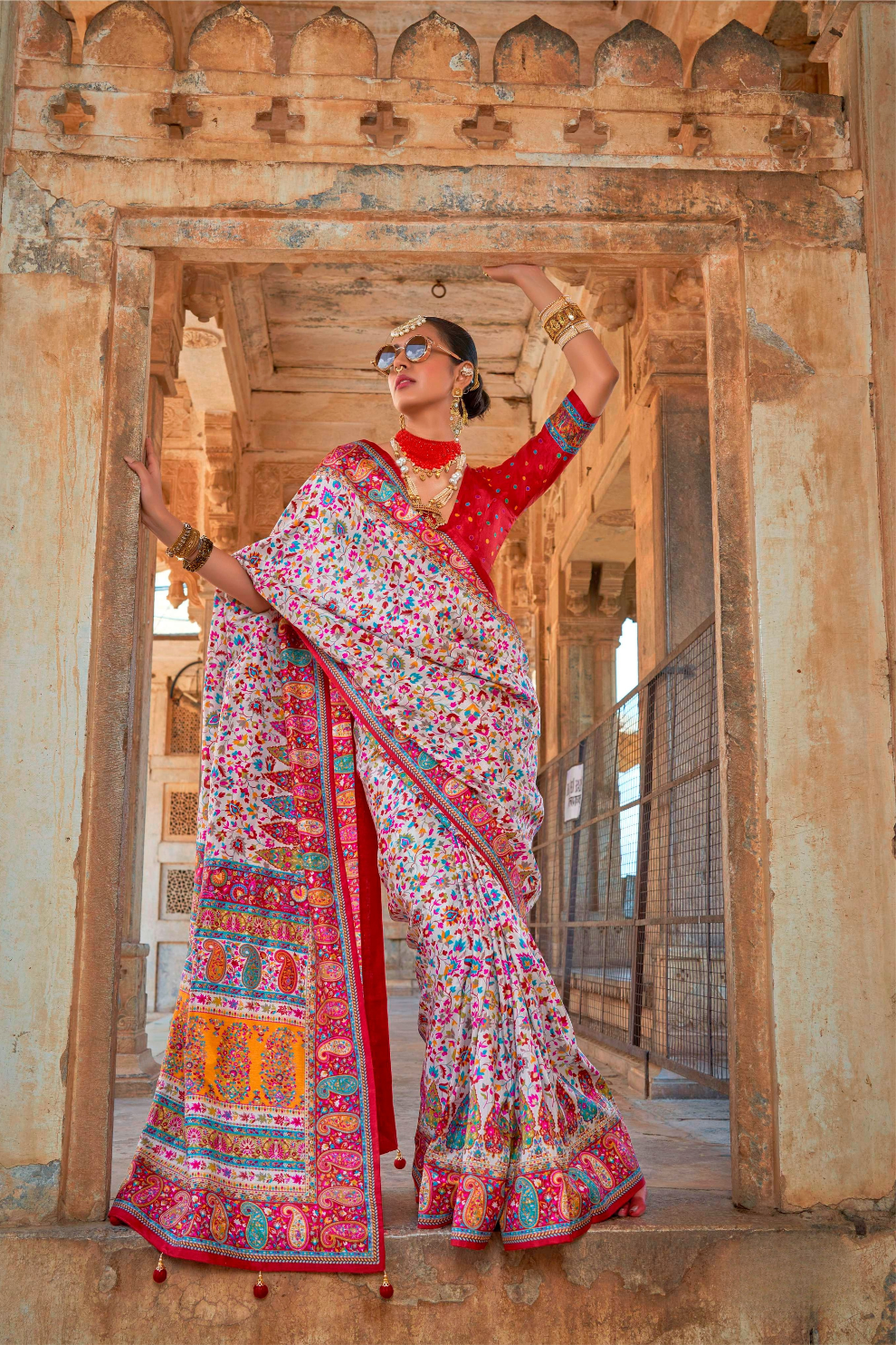 Pure Viscose Silk Saree with Luxury Print and Glory Finish