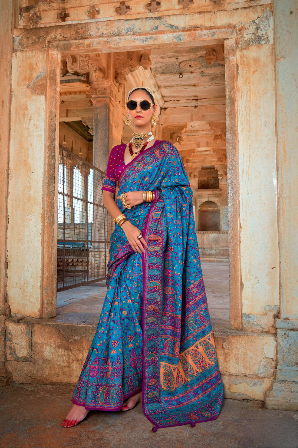 Pure Viscose Silk Saree with Luxury Print and Glory Finish