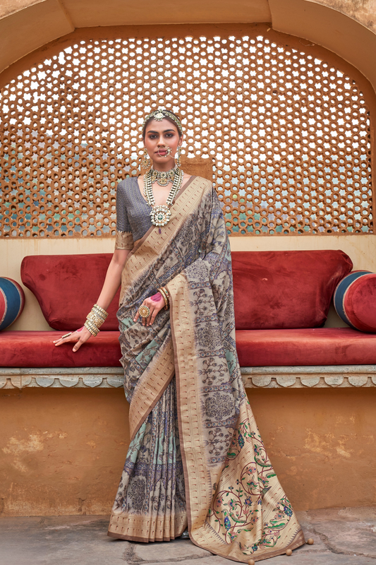 Graceful Digital Print Saree in Lightweight Viscose Silk