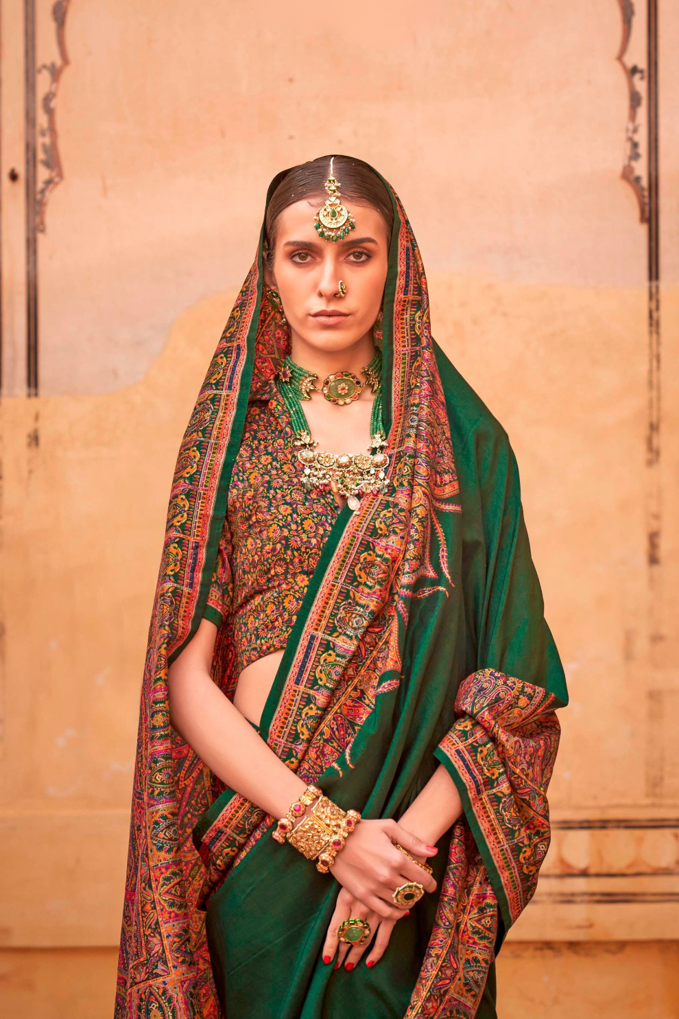 Pure Polyester Viscose Silk Saree with Hand Block Print - LaVante Fashion