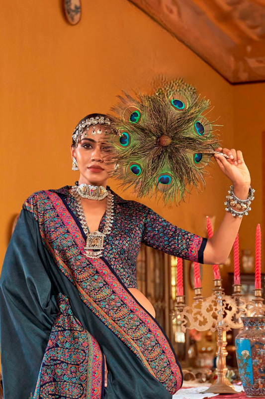 Pure Viscose Silk with Heavy Border Luxury Print and Glory Finish