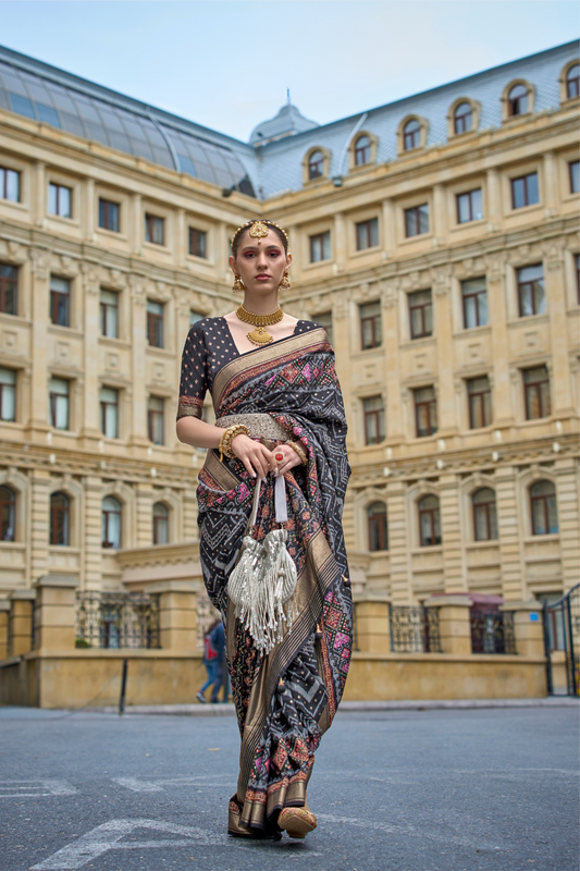 Premium Printed Saree in Polyester Viscose Silk with Shine