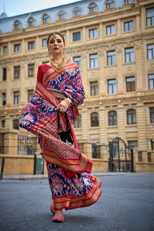 Premium Printed Saree in Polyester Viscose Silk with Shine