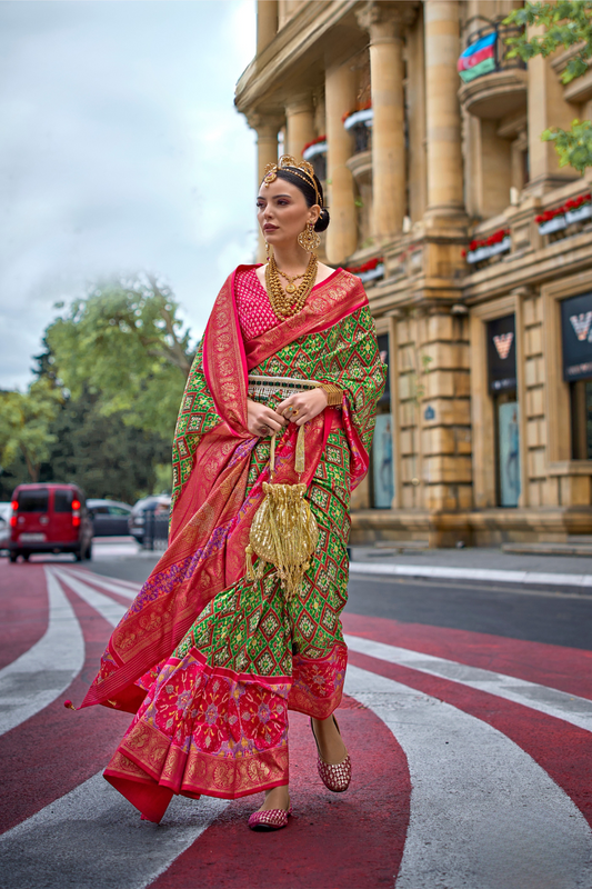 Premium Printed Saree in Polyester Viscose Silk with Shine