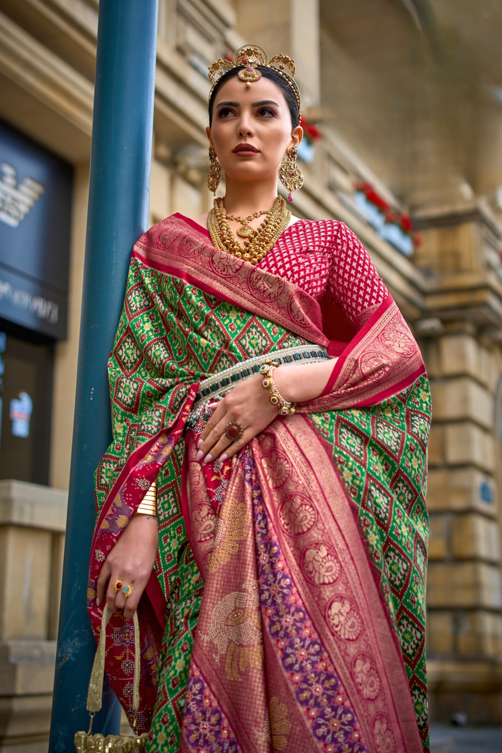 Premium Printed Saree in Polyester Viscose Silk with Shine