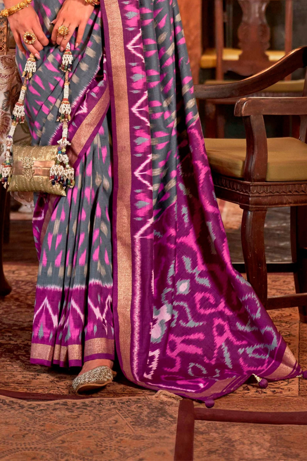 Pure Viscose Silk Saree with Silk Blend Designer Print