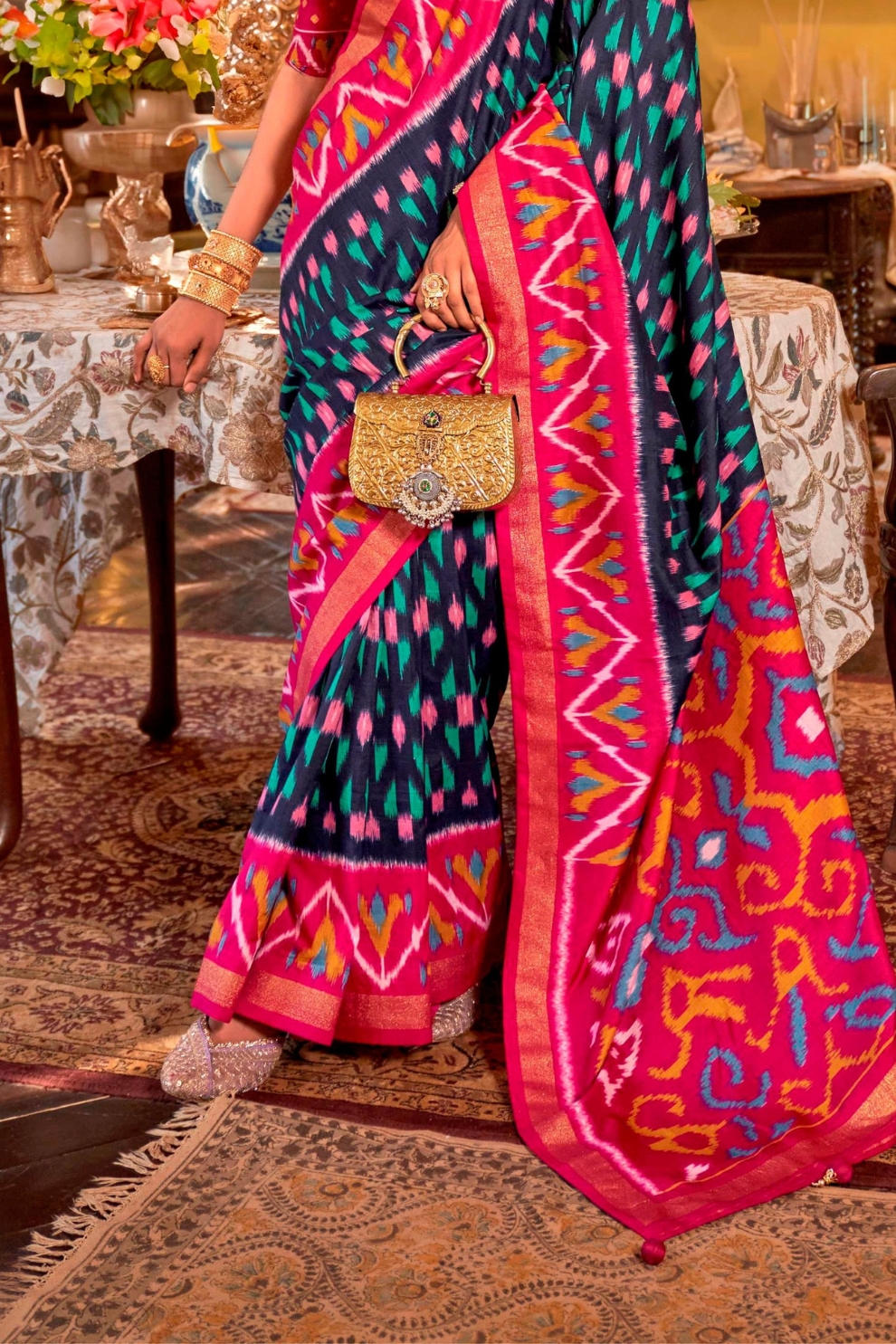 Pure Viscose Silk Saree with Silk Blend Designer Print