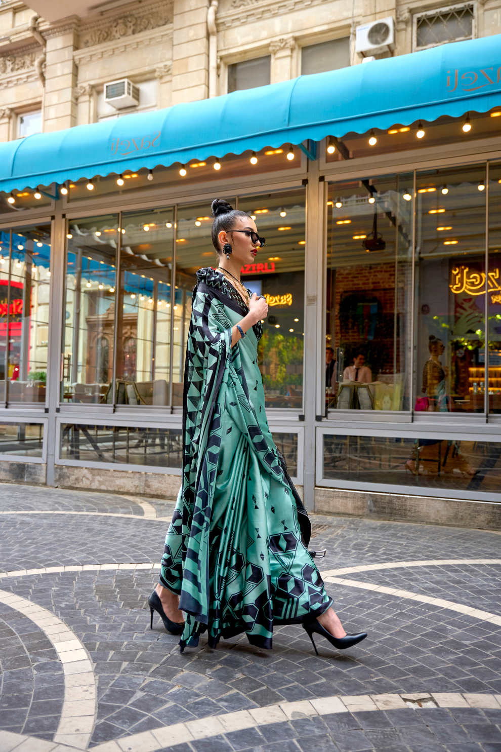 Japan Satin Printed Saree with Elegant Silken Drape Finish