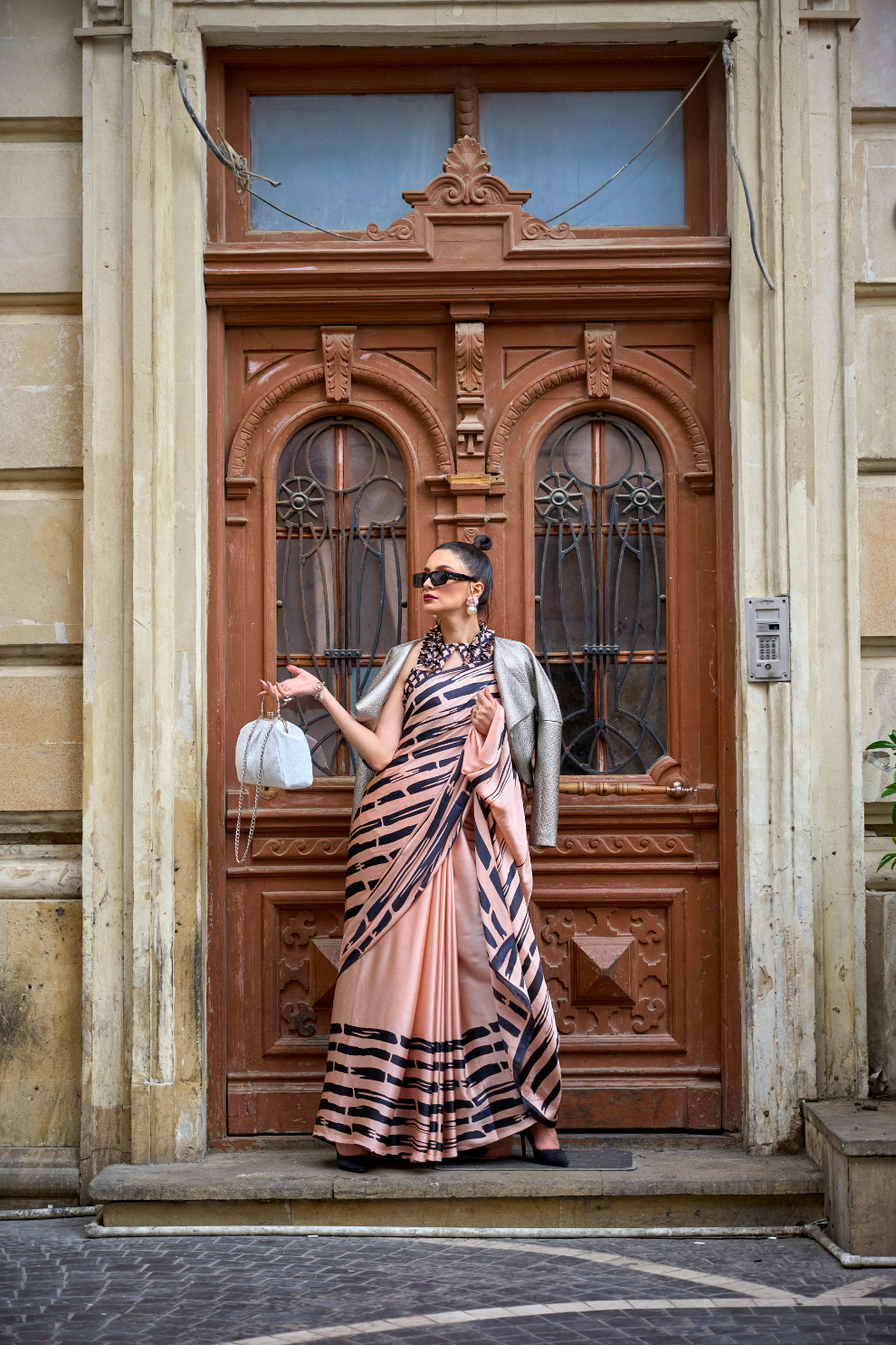 Japan Satin Printed Saree with Elegant Silken Drape Finish