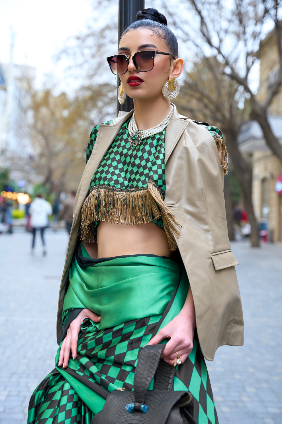 Japan Satin Printed Saree with Elegant Silken Drape Finish