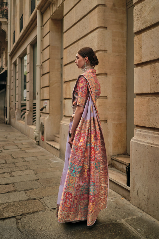 Kashmiri Modal Handloom Weaving Saree with Intricate Traditional Patterns