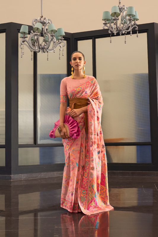 Kashmiri Modal Pashmina Silk Saree with Traditional Elegance