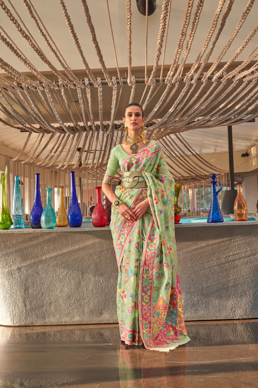 Kashmiri Modal Pashmina Silk Saree with Traditional Elegance