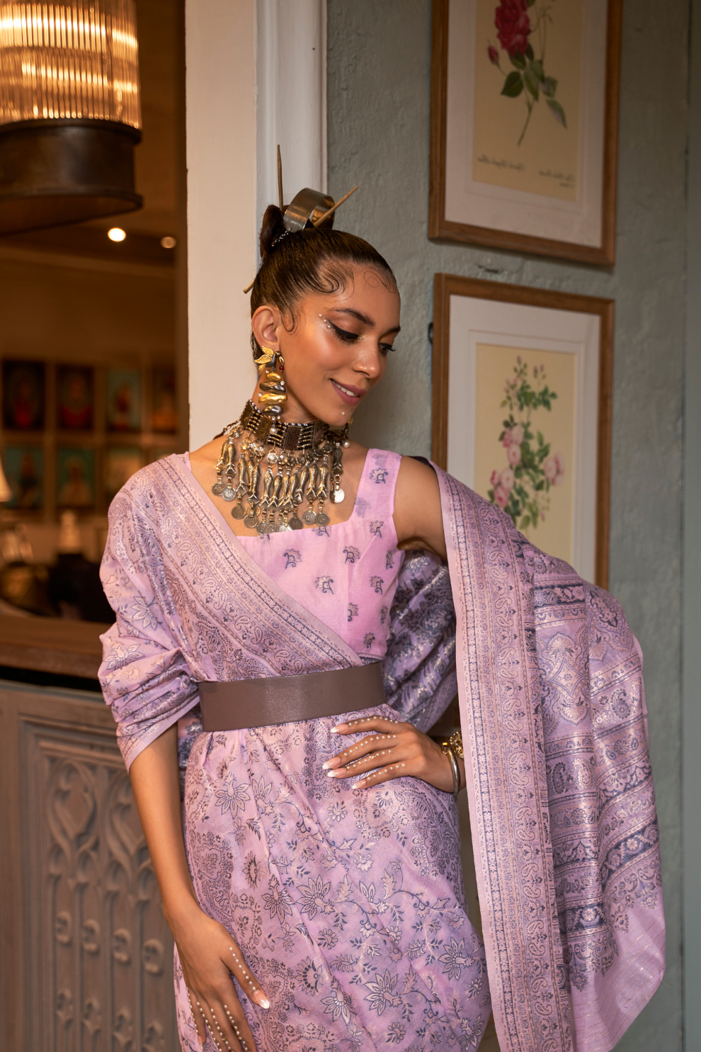 Kashmiri Woven Cotton Silk Designer Saree with Ethnic Charm