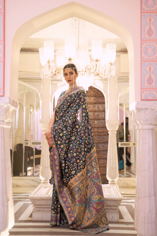 Premium Modal Silk Saree with Kashmiri Handloom Design