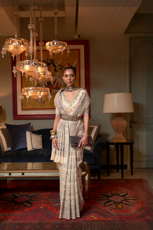 Kashmiri Woven Cotton Silk Designer Saree with Ethnic Charm