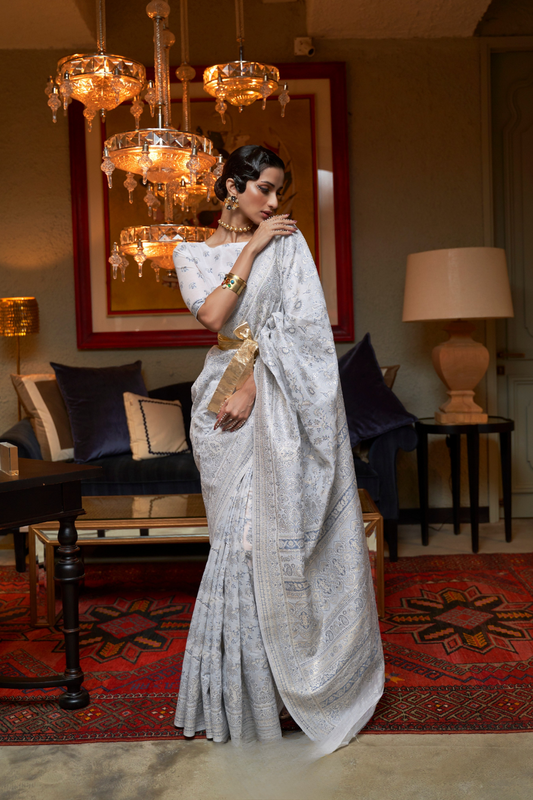 Kashmiri Woven Cotton Silk Designer Saree with Ethnic Charm