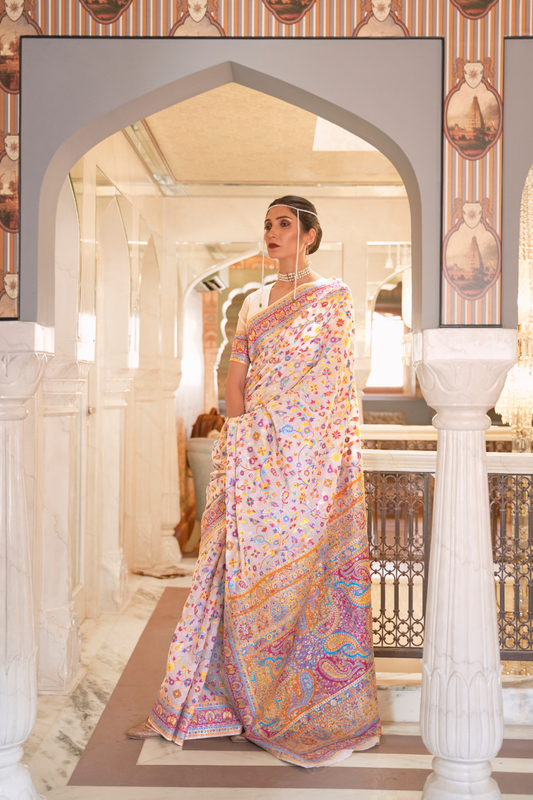 Premium Modal Silk Saree with Kashmiri Handloom Design