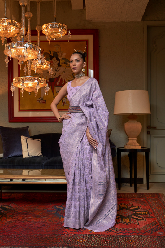 Kashmiri Woven Cotton Silk Designer Saree with Ethnic Charm