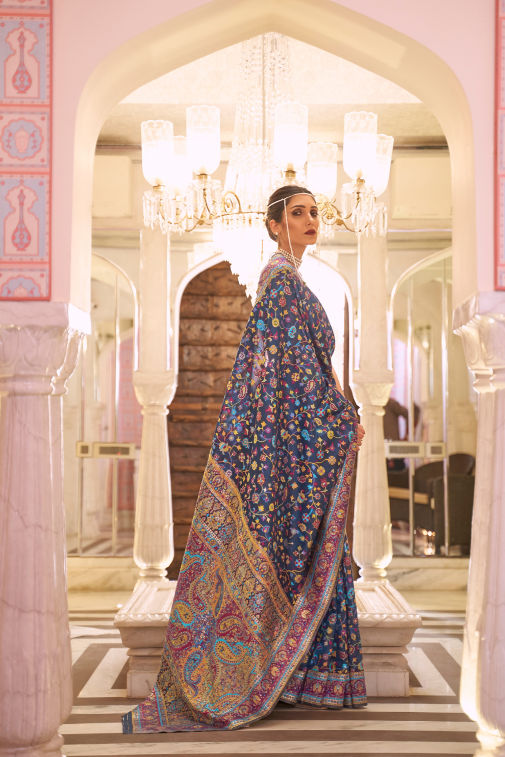 Premium Modal Silk Saree with Kashmiri Handloom Design