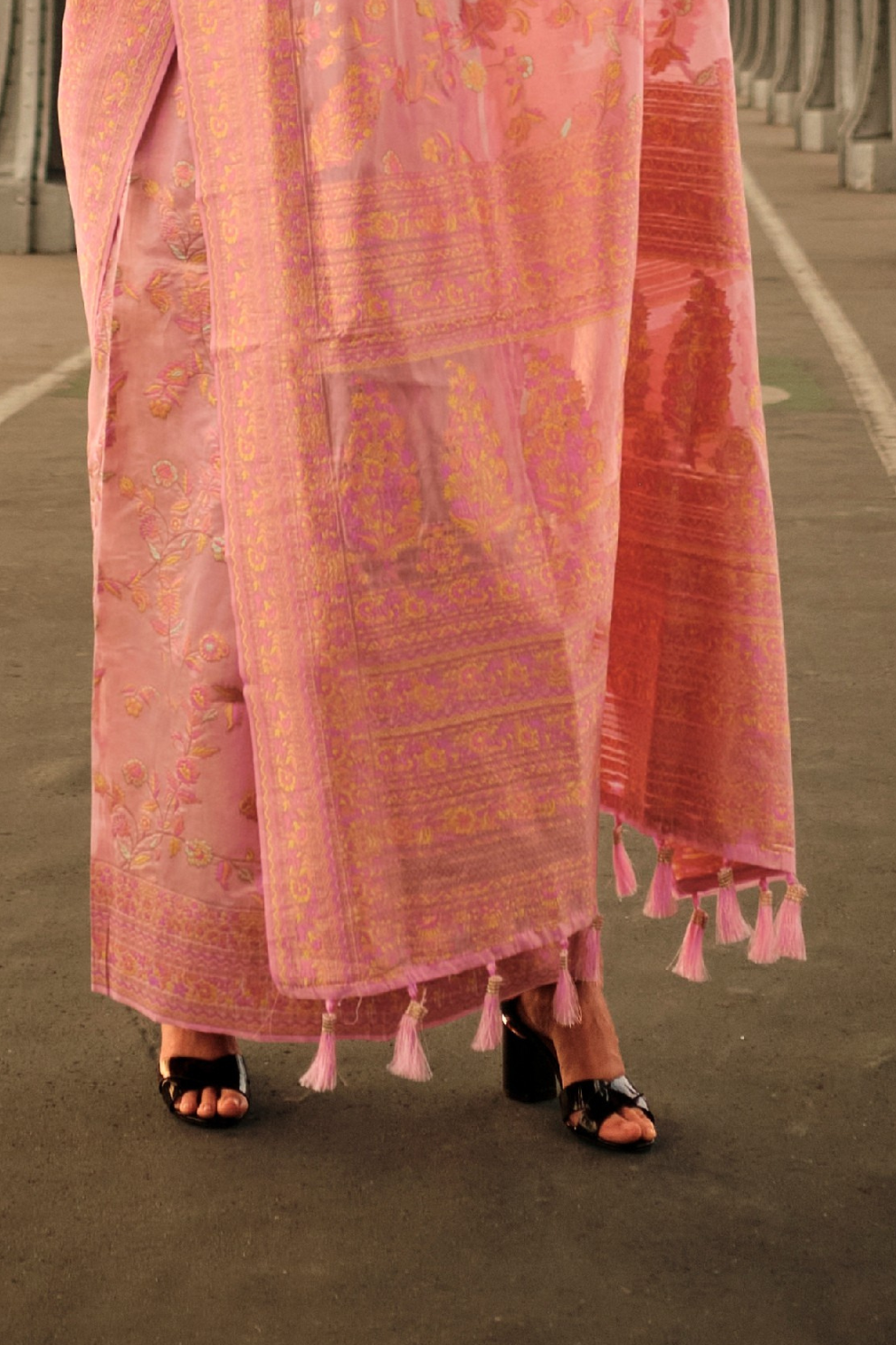 Kashmiri Organza Saree with Intricate Weaving Elegance