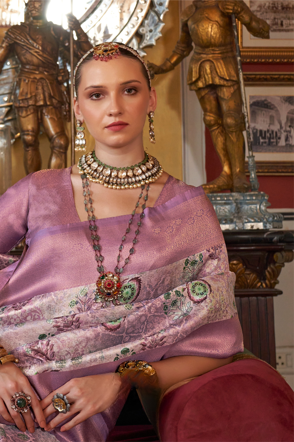 Traditional Woven Silk Blend Saree in Kanjivaram Design