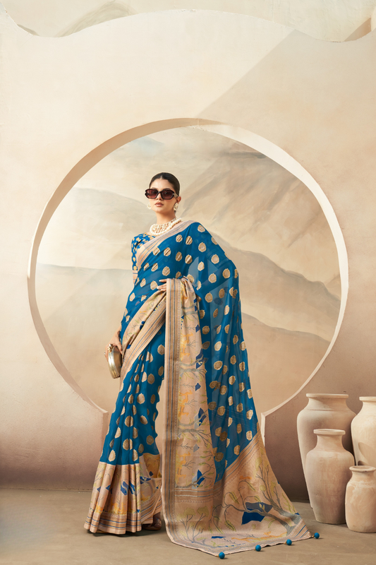 Georgette Saree with Artistic Burnout Butti for Occasions