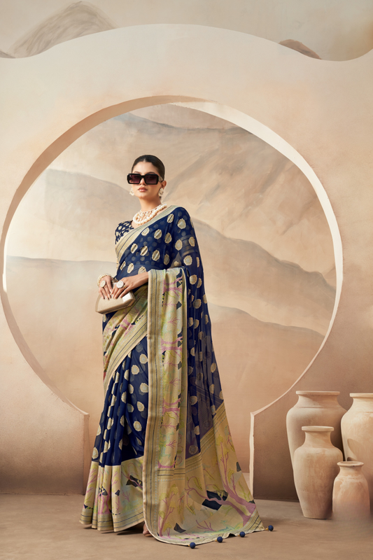 Georgette Saree with Artistic Burnout Butti for Occasions