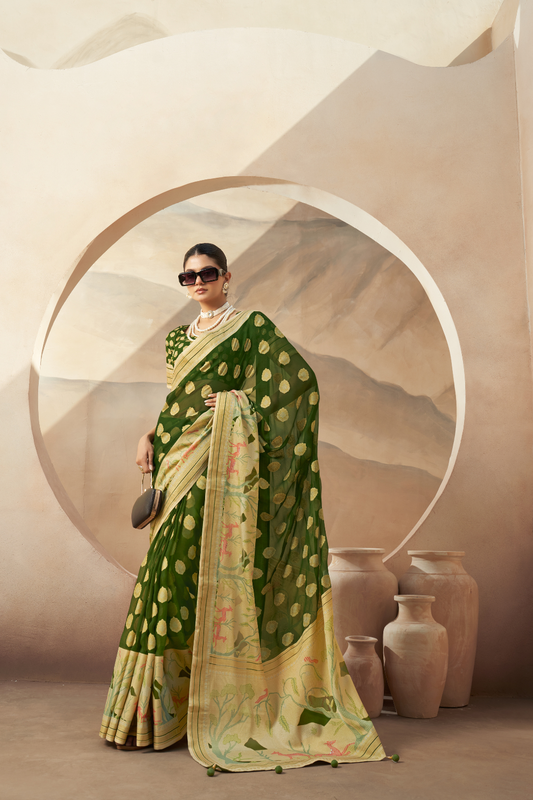 Georgette Saree with Artistic Burnout Butti for Occasions