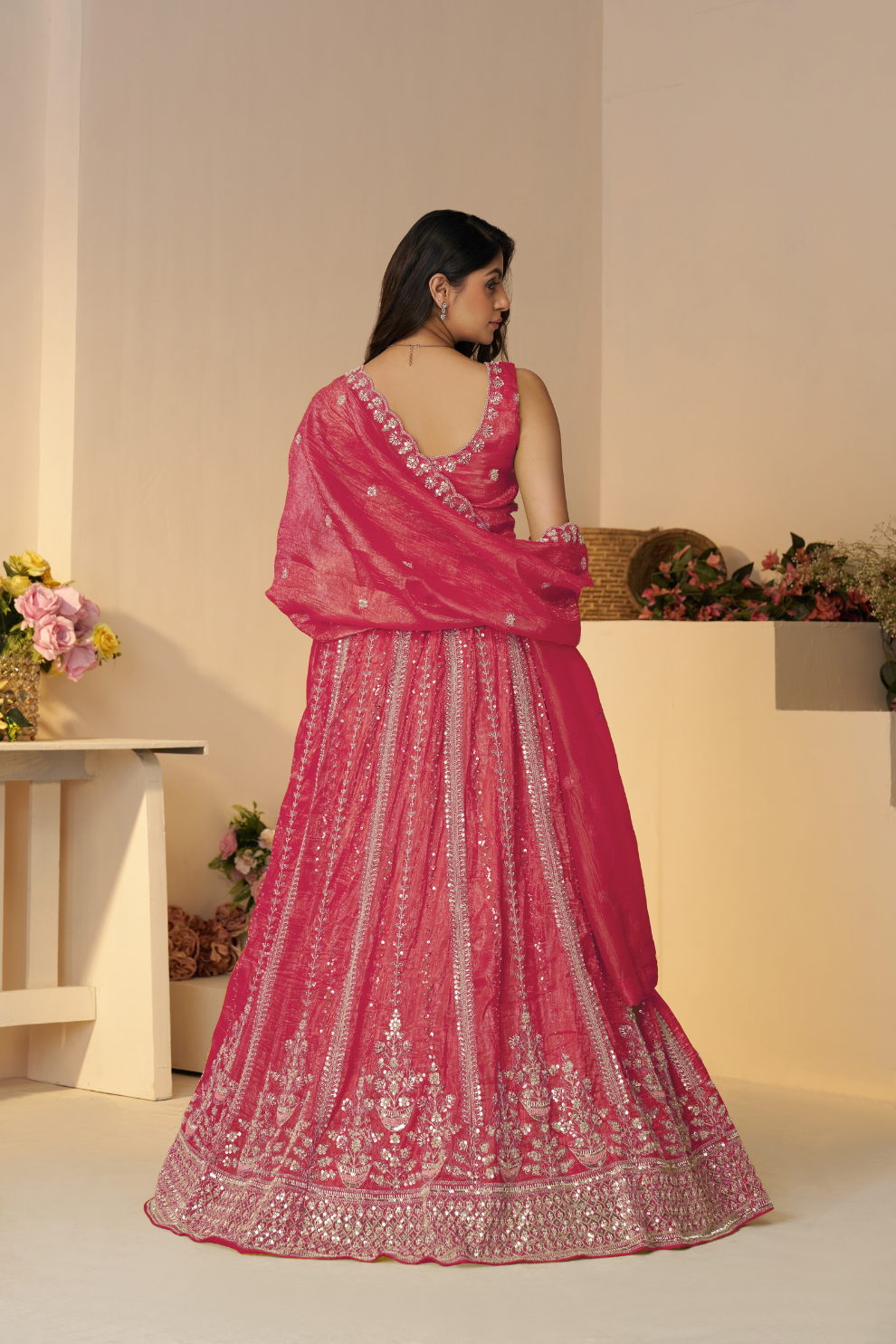 Elegant Designer Mehendi Lehenga with Intricate Sequins and Cut Dana Detailing