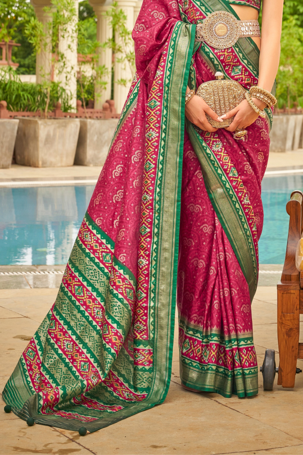Traditional Patola Print Saree in Sigma Silk Blend Fabric