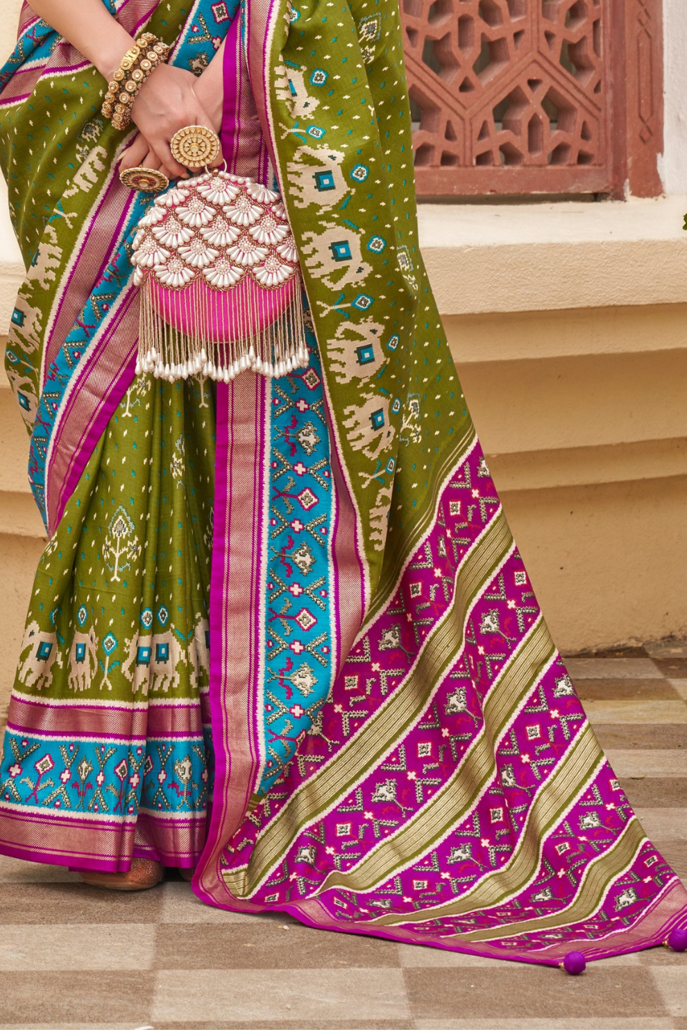 Traditional Patola Silk Saree for Weddings with Matching Blouse