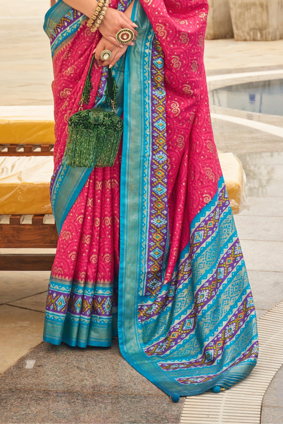 Traditional Patola Print Saree in Sigma Silk Blend Fabric