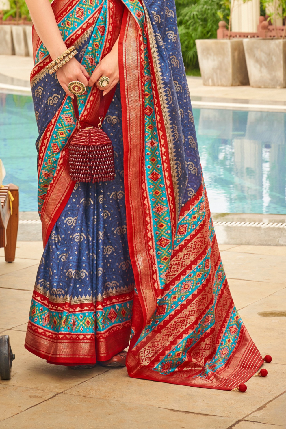 Traditional Patola Print Saree in Sigma Silk Blend Fabric