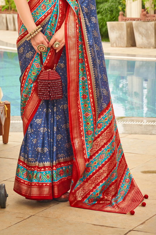 Traditional Patola Print Saree in Sigma Silk Blend Fabric