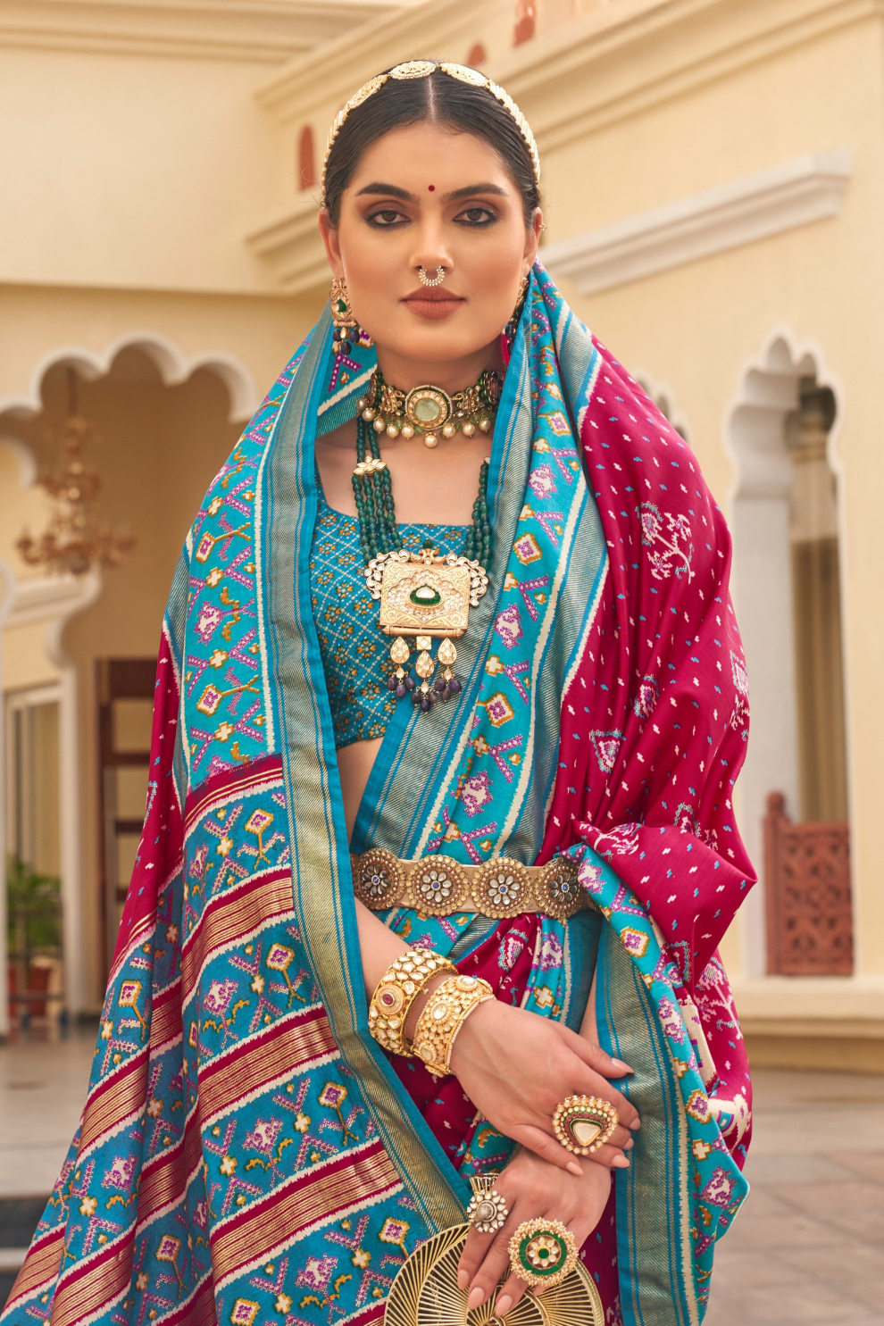 Traditional Patola Silk Saree for Weddings with Matching Blouse