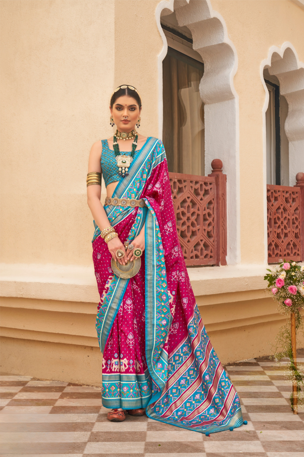 Traditional Patola Silk Saree for Weddings with Matching Blouse