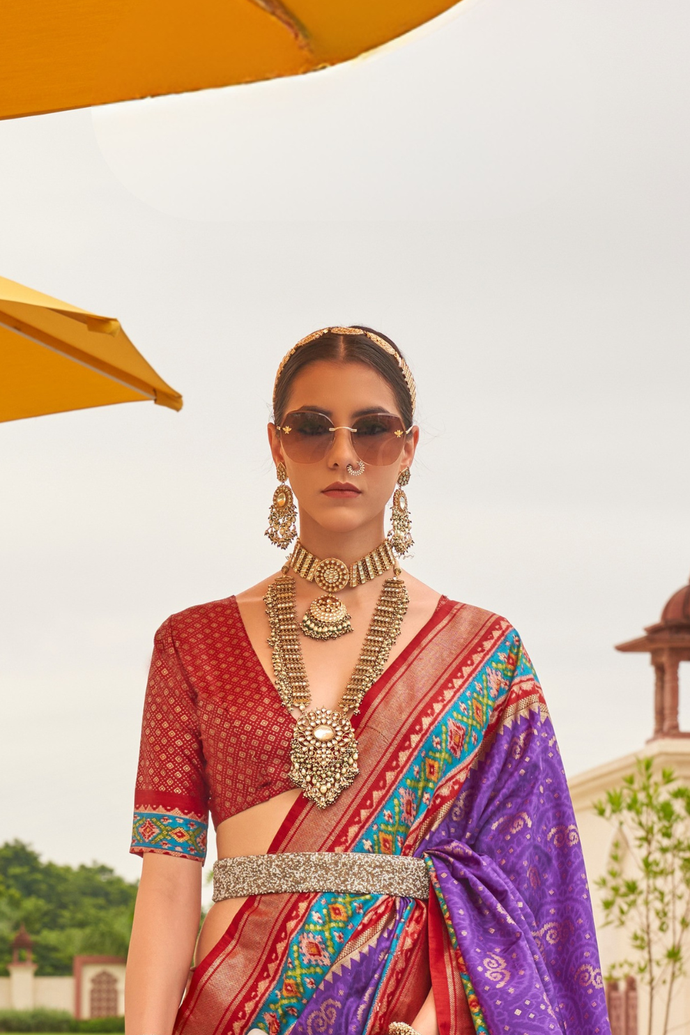 Traditional Patola Print Saree in Sigma Silk Blend Fabric