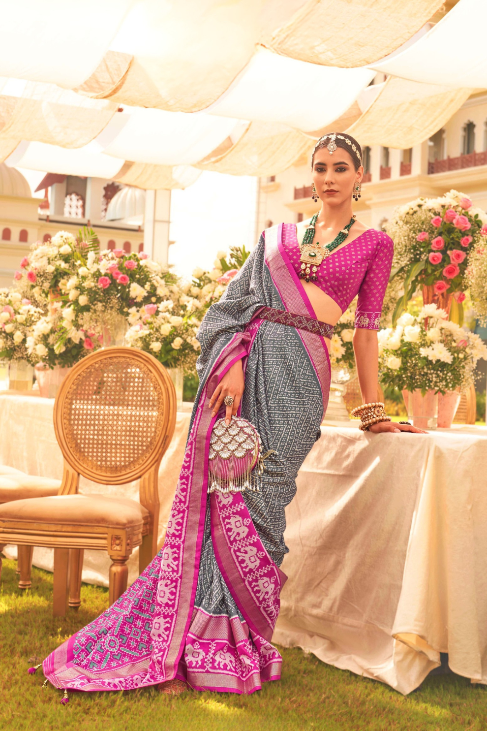 Premium Mercerized Silk Saree with Patola Motifs