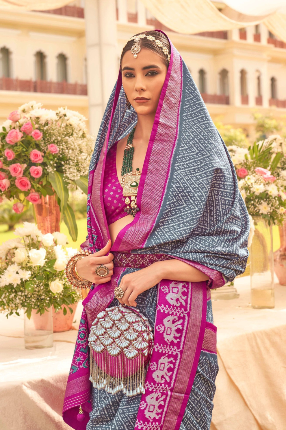 Premium Mercerized Silk Saree with Patola Motifs