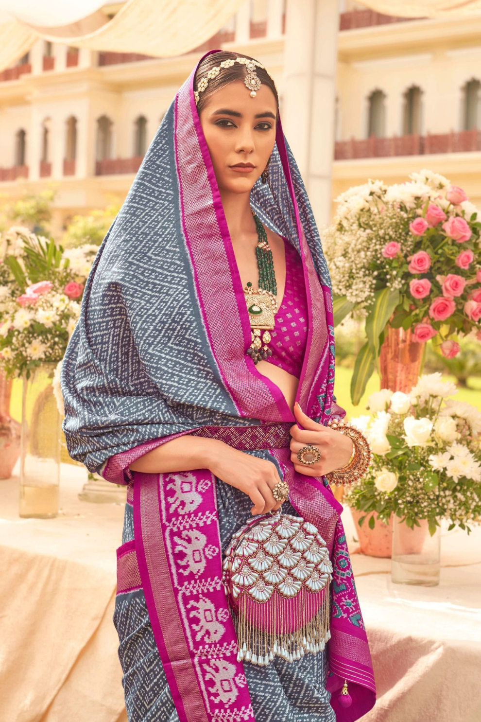 Premium Mercerized Silk Saree with Patola Motifs