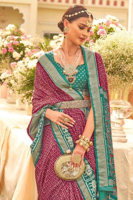 Premium Mercerized Silk Saree with Patola Motifs