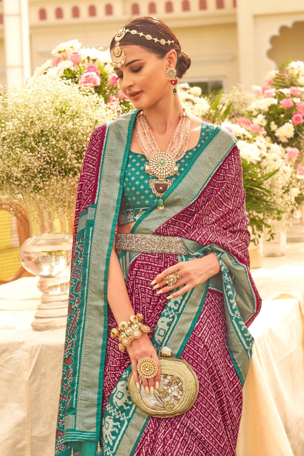Premium Mercerized Silk Saree with Patola Motifs