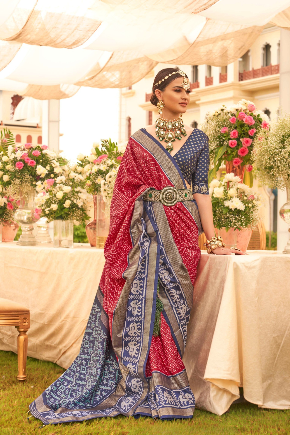 Premium Mercerized Silk Saree with Patola Motifs
