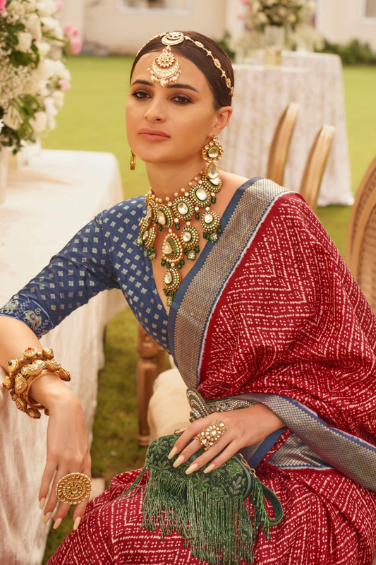 Premium Mercerized Silk Saree with Patola Motifs