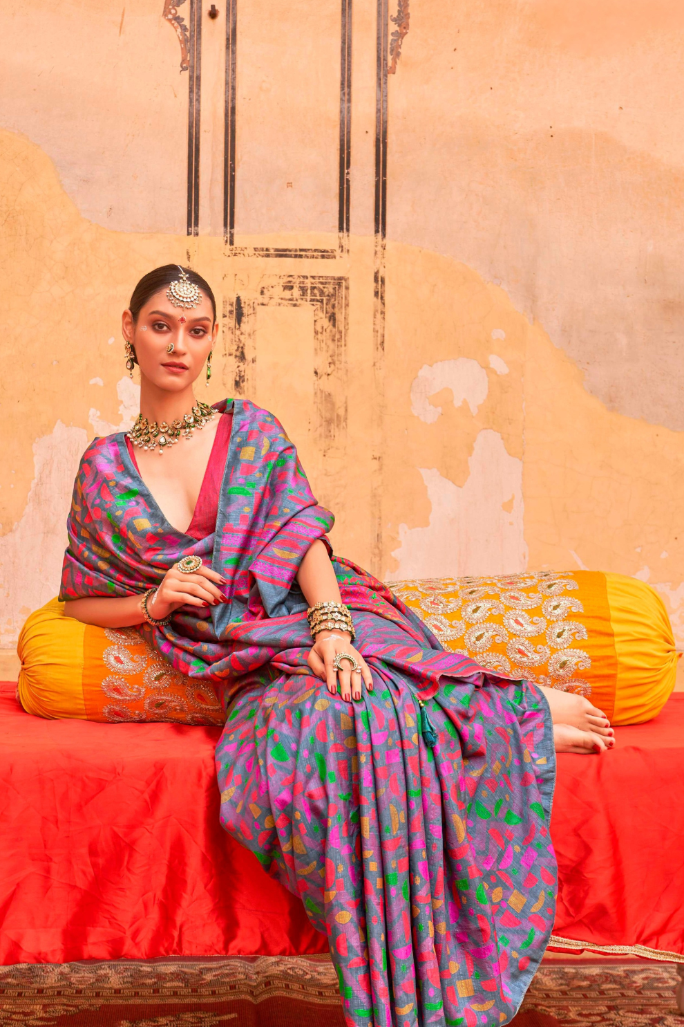 Mercerized Sigma Silk Saree with Classic Design and Aqua Finish - LaVante Fashion