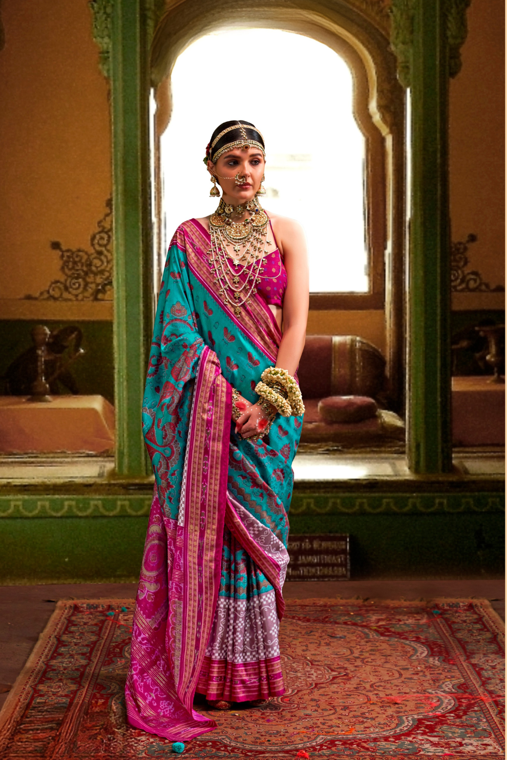 Patola Printed Sigma Silk Saree with Gold Accents