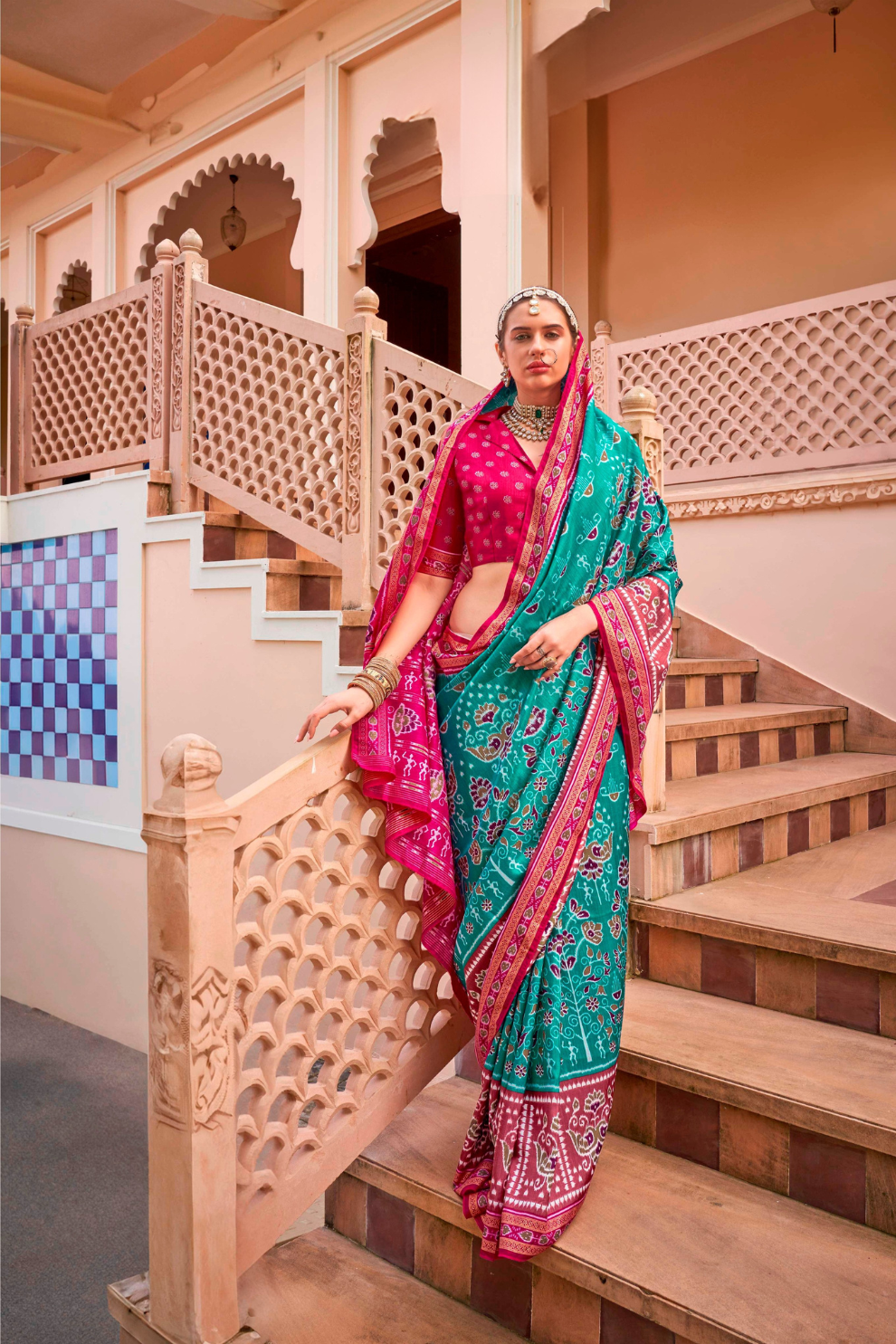 Mercerized Sigma Silk Saree with Traditional Classic and Aqua Finish - LaVante Fashion